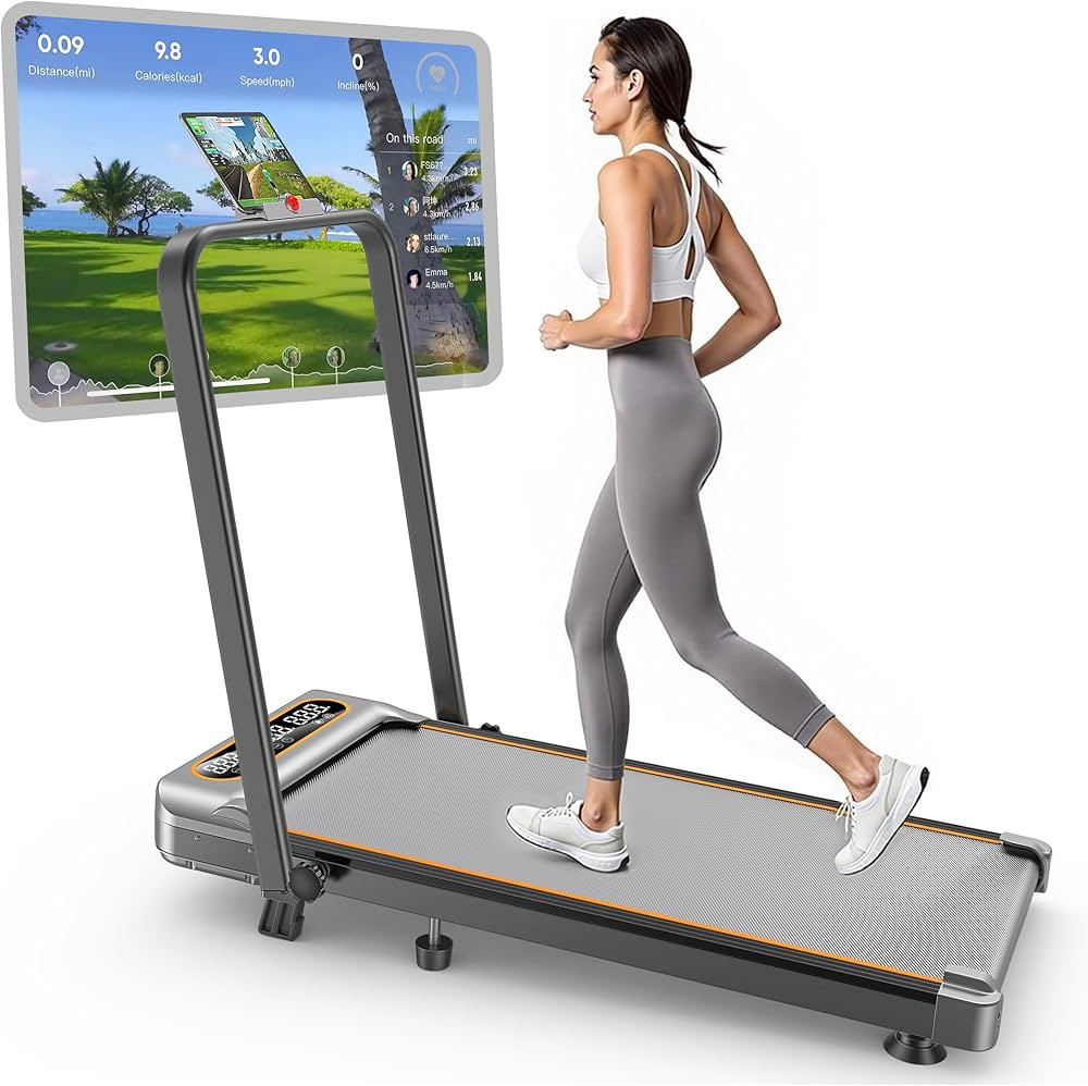 Foldable Treadmill with 8% Incline, Upgrade 3.5HP Low Noise Walking Pad Treadmill with Handle Bar... | Amazon (US)