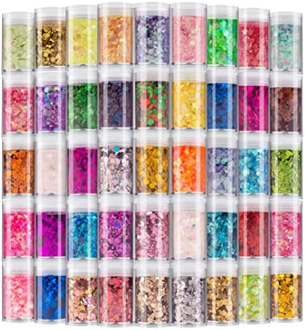 Holographic Chunky and Fine Glitter Mix, 45 Colors Festival Sequins & Powder, Iridescent Flakes, ... | Amazon (US)