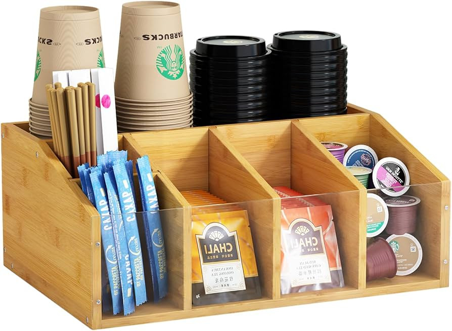 Coffee Station Organizer Condiment Organizer for Countertop Farmhouse Coffee Caddy with Removable... | Amazon (US)