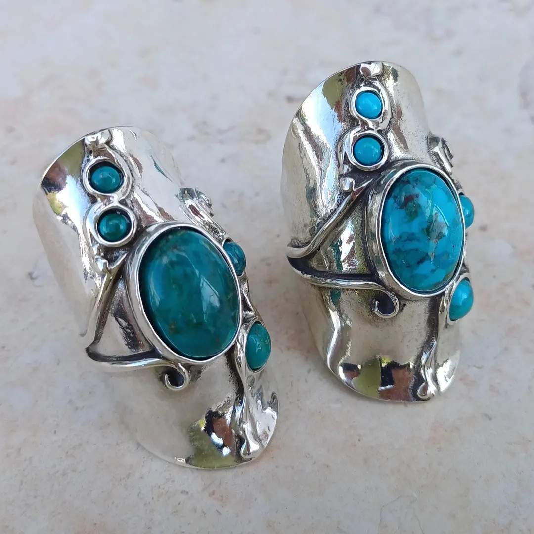 Blue Gemstone Sterling Silver Ring: Bold Boho Statement Jewelry - Etsy | Etsy (US)