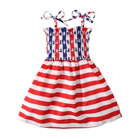 Zanarzt Toddler Forth Of July Dress Girls July 4th Dress Red White Blue Star Toddler Patriotic Ou... | Walmart (US)