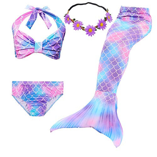 Girls Mermaid Tails Swimming, Mermaid Tails for Girls Swimsuit Kids Bathing Suit 3 to 12 Years | Amazon (US)