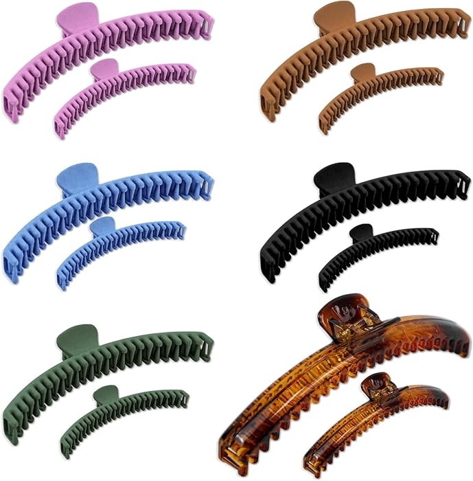 12 Pcs Hold Everything Hair Claw Clips, 4.7 Inch and 2.5 Inch Claw Clips Set for Curly, Thick, Th... | Amazon (US)