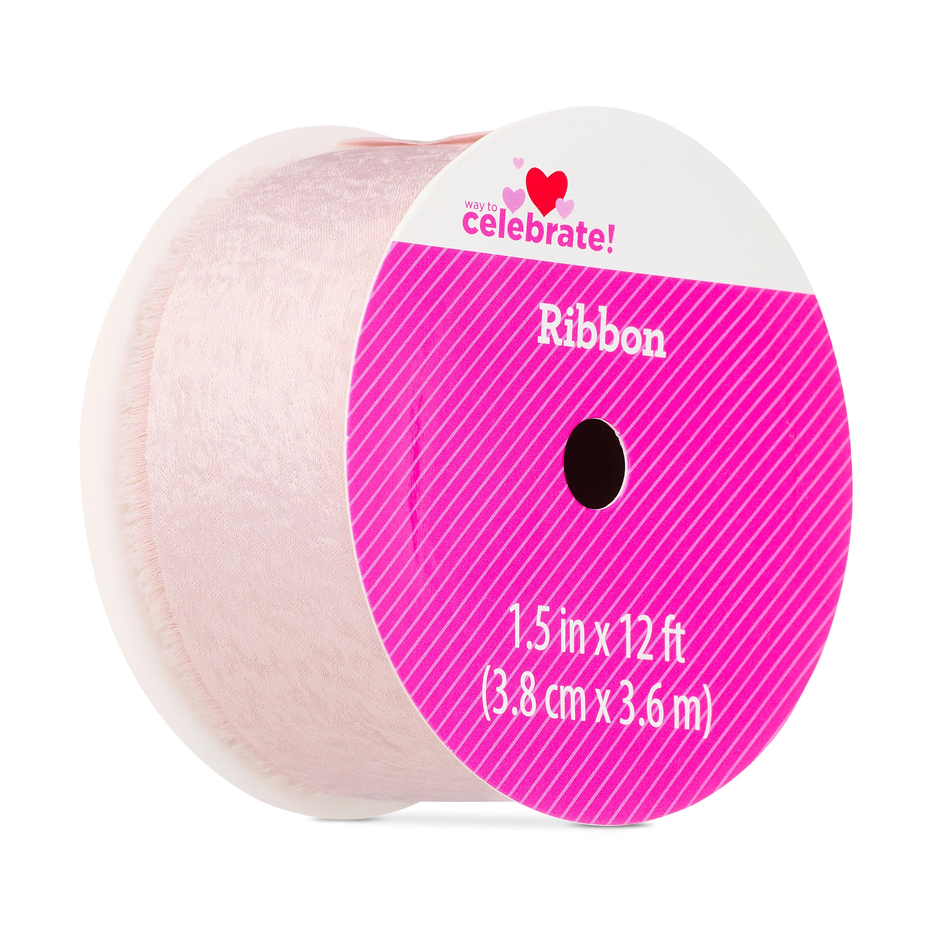 Pink Polyester Charmeuse Ribbon, 1.5" x 12', Valentine's Day by Way To Celebrate | Walmart (US)