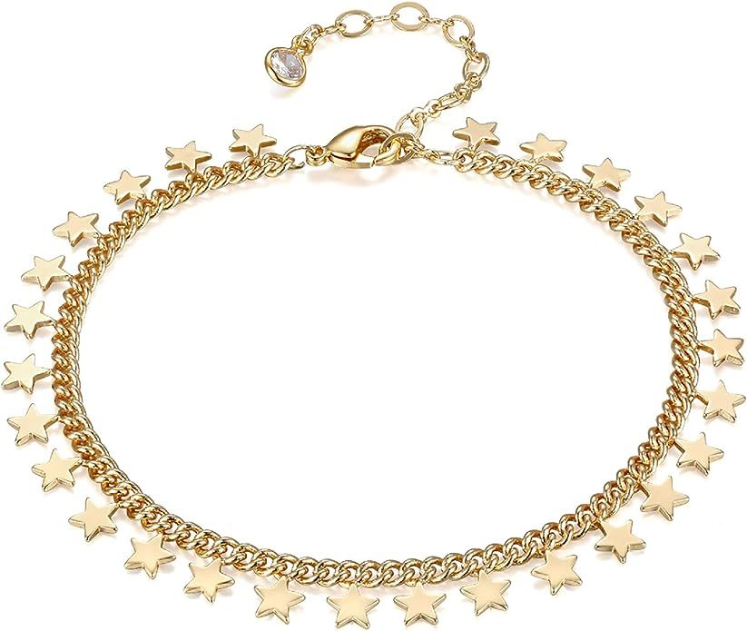 Dremmy Studios Gold Chain Bracelet,14K Gold Plated Coin Chain Bracelet,Karma Bracelet,Bar Bracele... | Amazon (US)