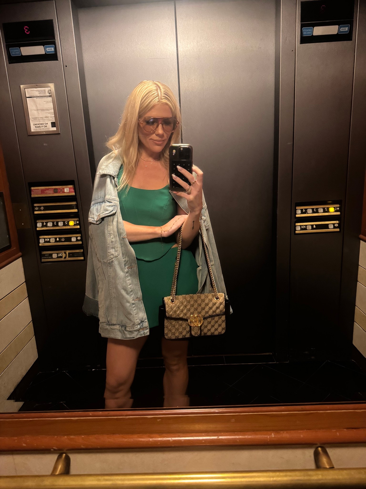 Night out. Green skort and corset! 