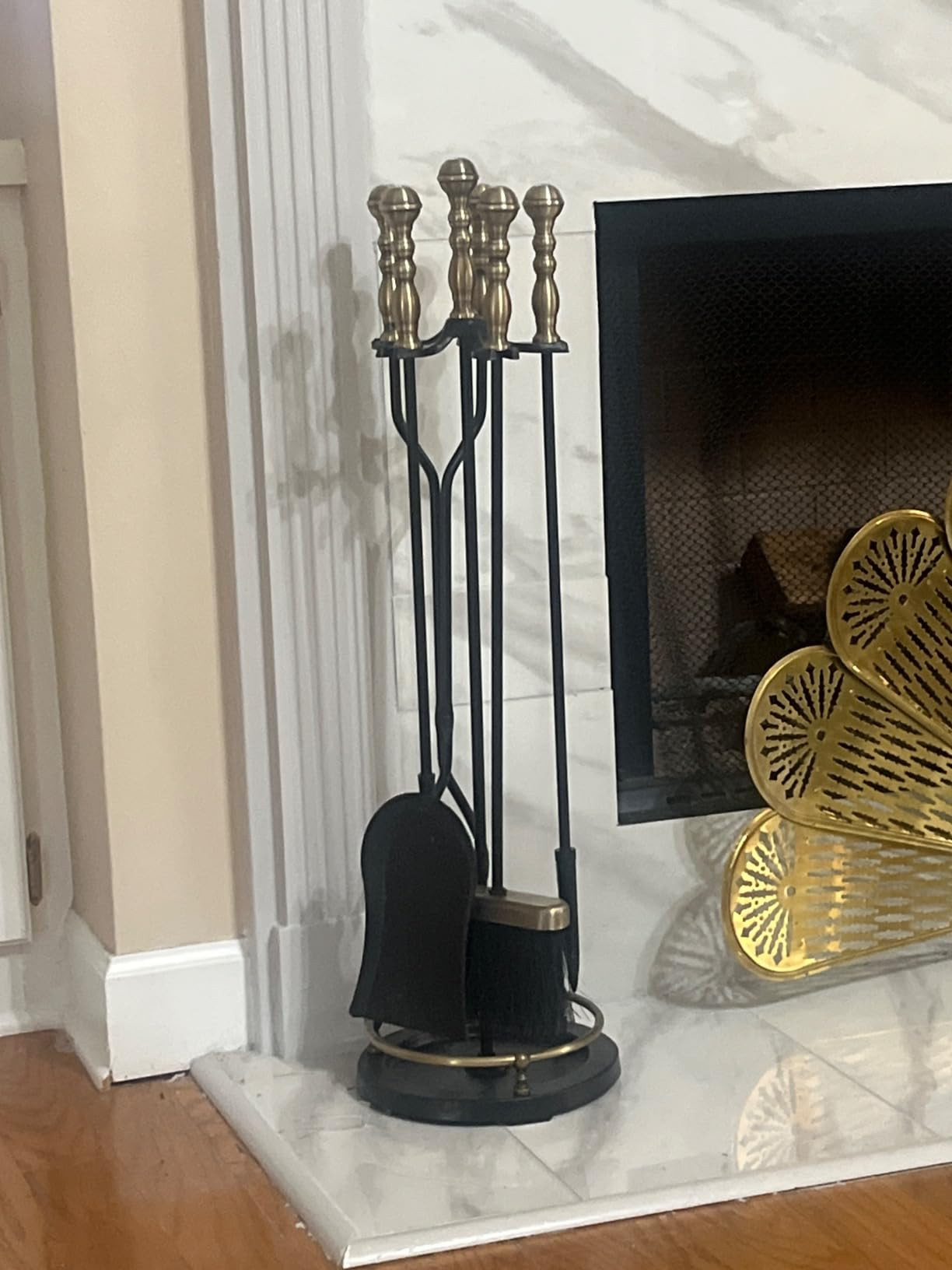 Lichamp Fireplace Tools Set, 5-Pieces Indoor Outdoor Sturdy Fire Place Poker Sets with Retro Gold... | Amazon (US)