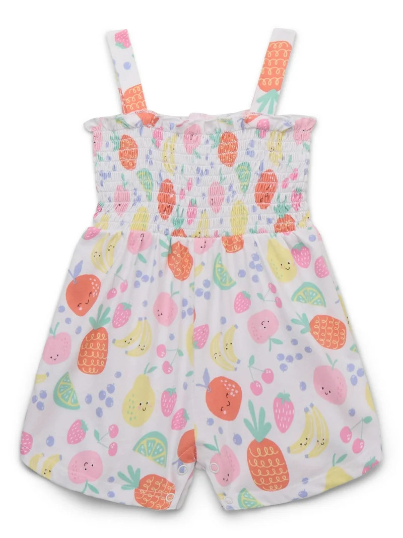 Garanimals Baby Girls Print Smocked Romper, Sizes 0M-24M | Walmart (US)