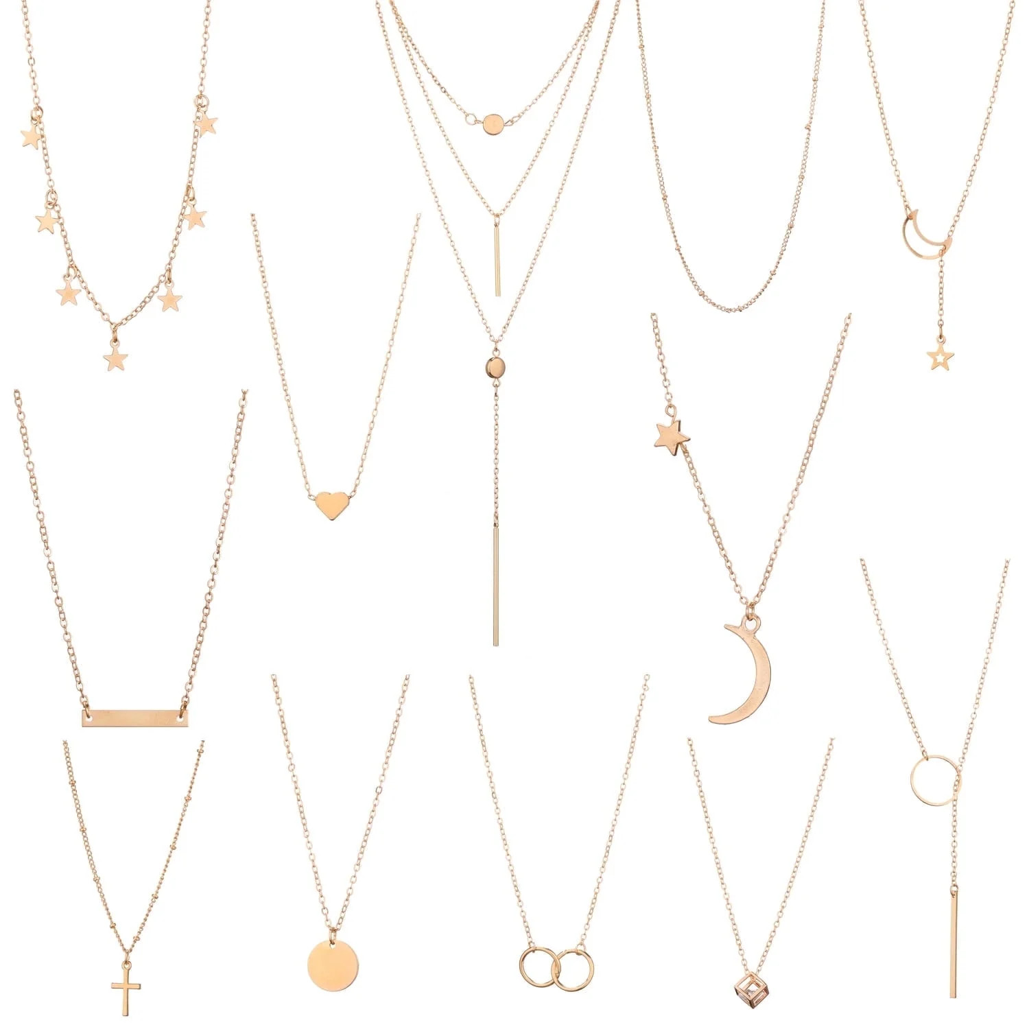 12Pcs Simple Gold Chain Necklace Multilayer Choker Necklaces Set for Women | Walmart (US)