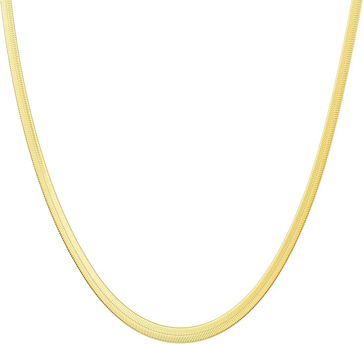 DEARMAY 14K Gold Plated Necklaces for Women, Dainty Gold Herringbone Choker Necklace Thin Layered... | Amazon (US)