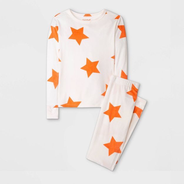 Girls' 2pc Snuggly Soft Stars Coral Print Pajama Set - Cat & Jack™ White | Target