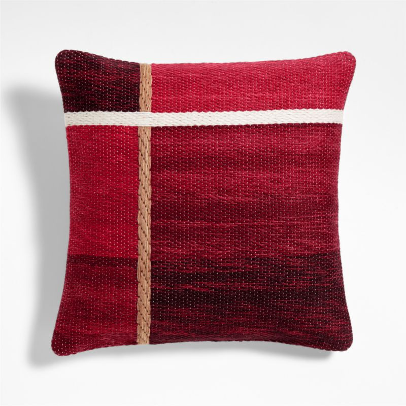 Plaid Kilim 20"x20" Luminous Red Throw Pillow with Feather Insert | Crate & Barrel | Crate & Barrel