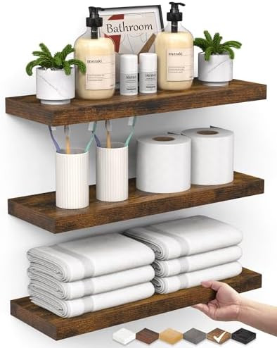 BAYKA Floating Shelves Bathroom for Wall – Shelf Over Toilet Farmhouse Rustic Wood for Bedroom,... | Amazon (US)