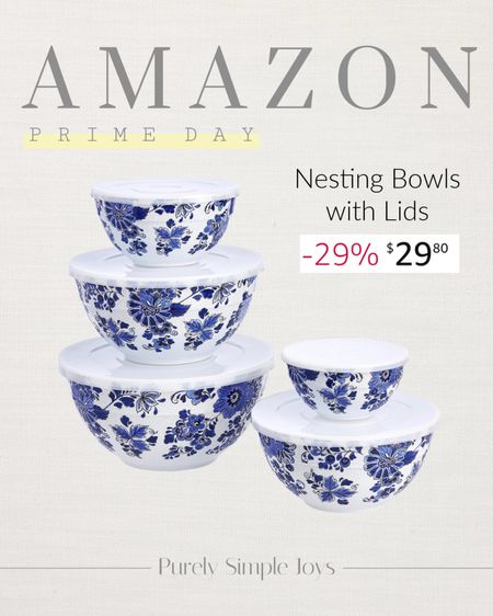 AMAZON PRIME DAY DEALS 
Nesting bowls with lids 
Blue and white mixing bowls 


#LTKxPrimeDay #LTKhome #LTKsalealert