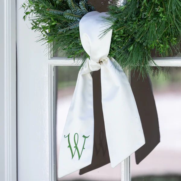 Ivory Monogrammed Wreath Sash | Fig and Dove