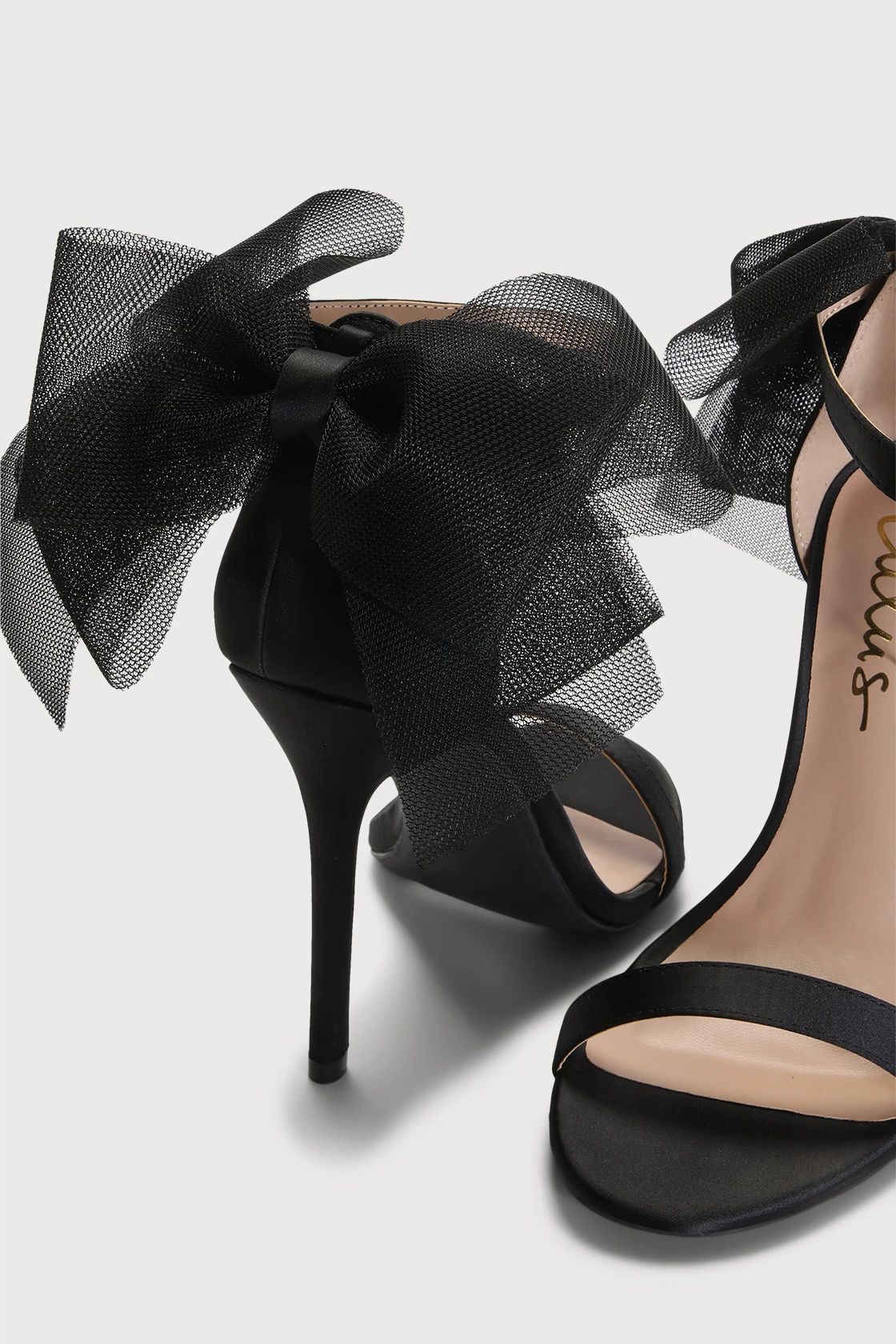 Ayanna Black Satin Bow Ankle-Strap High Heel Sandals | Lulus (US)