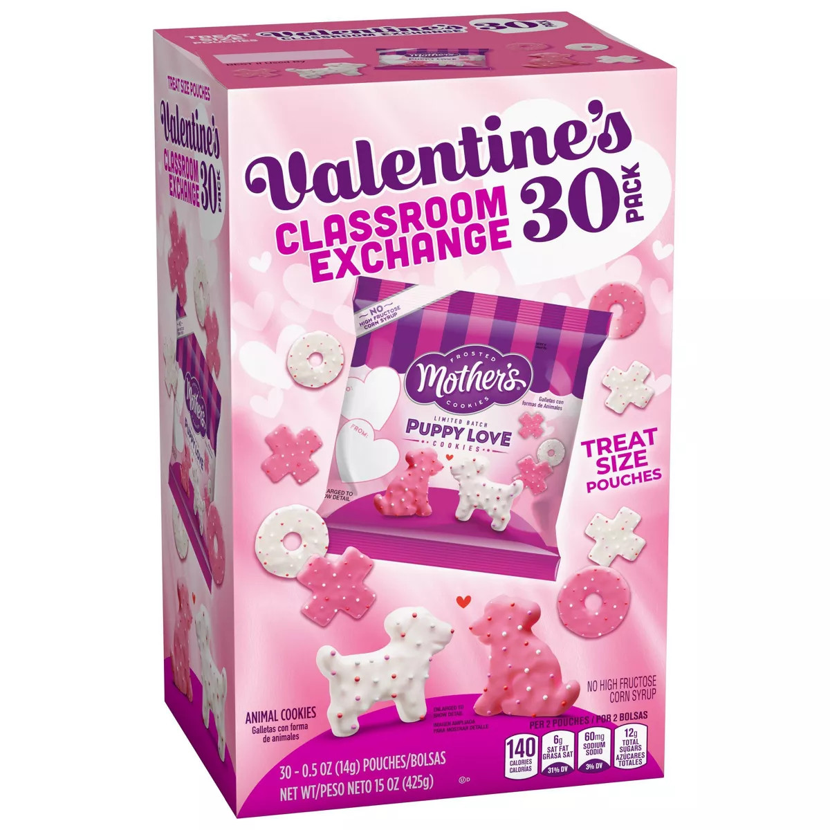 Mother's Valentine's Puppy Love Animal Cookies Treat Size Pouches - 15oz/30ct | Target