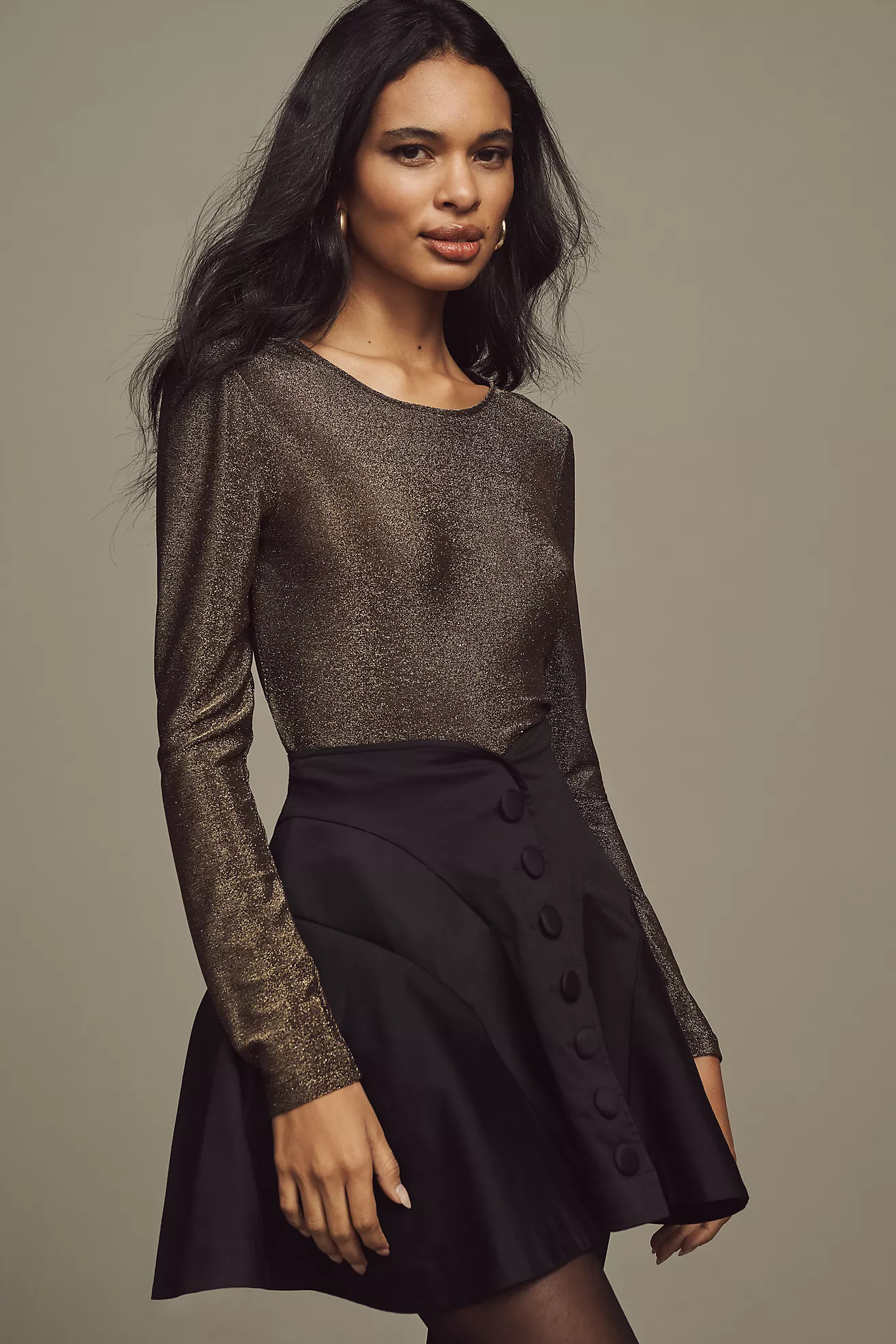 Maeve High-Waisted Structured Full Mini Skirt | Anthropologie (US)