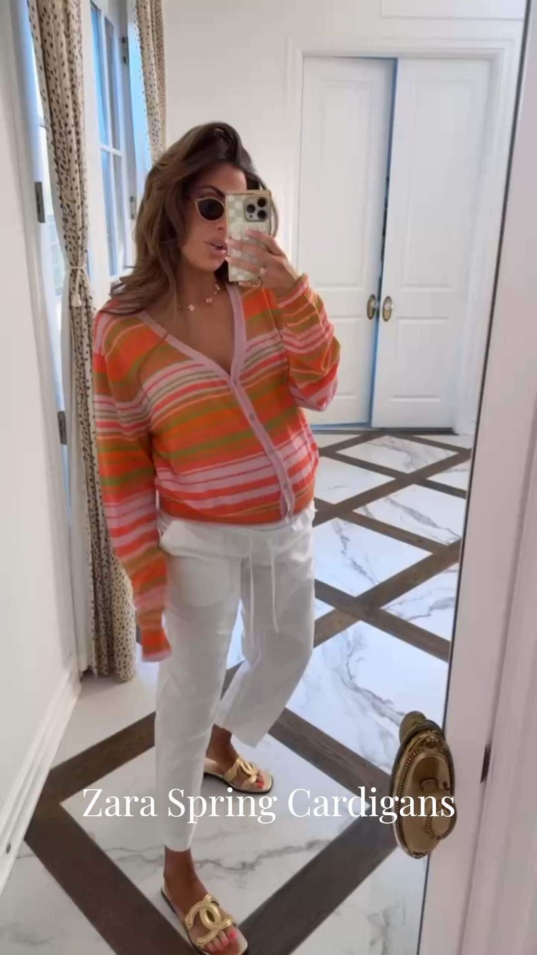 Wearing a size large in sweater and size small in pants! 

Spring outfits, Spring outfits 2026, Spring fashion, Sweater, White linen pants, Linen pants, Maternity linen pants, Chanel sandals, Gold sandals, Emily Ann Gemma 

#LTKmomlife #LTKdayinmylife #LTKootd