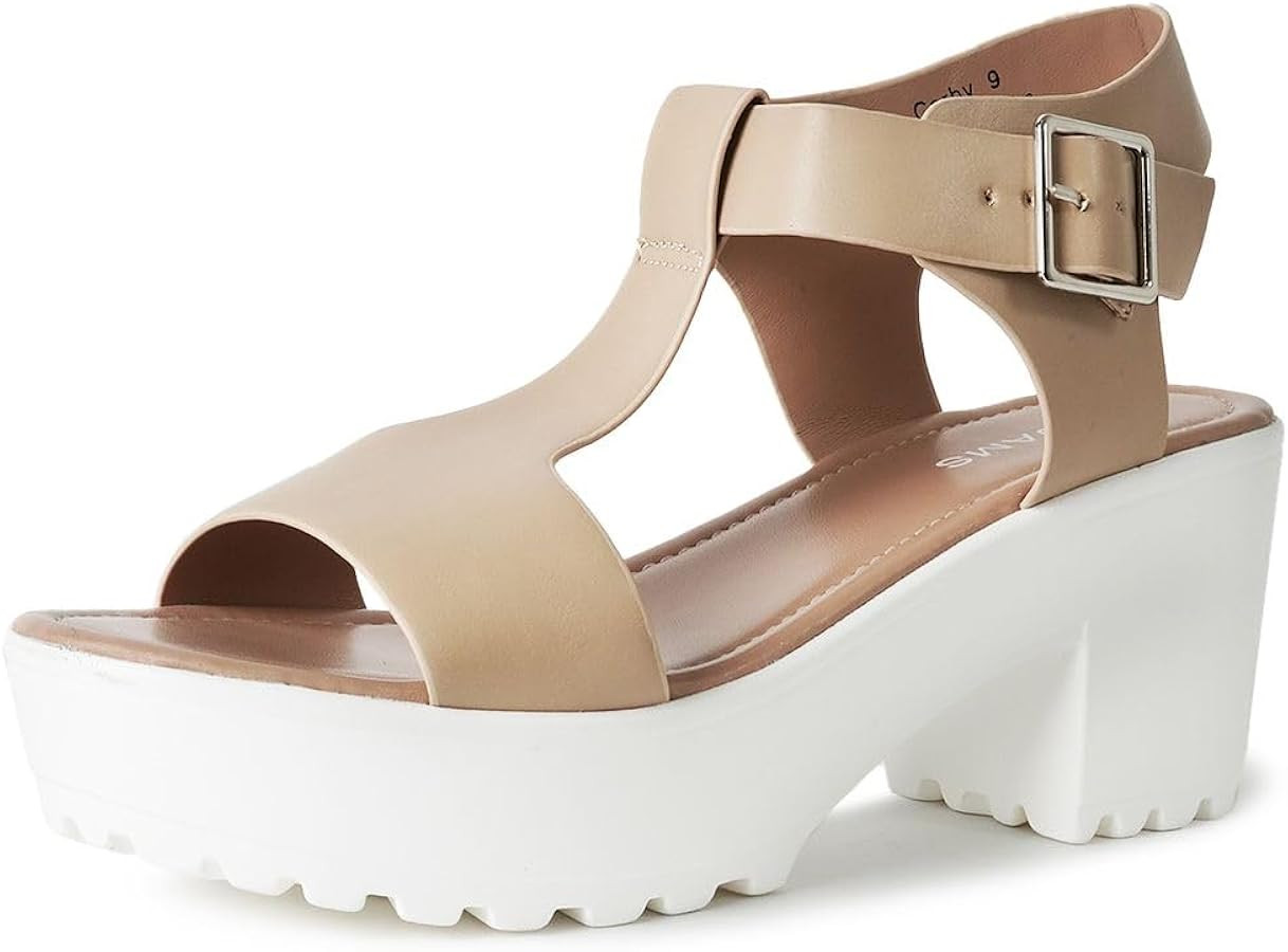 J. Adams Corby Platform Sandals Heeled Sandals for Womens - T-Strap Chunky Mid Heel Sandal Wedges... | Amazon (US)