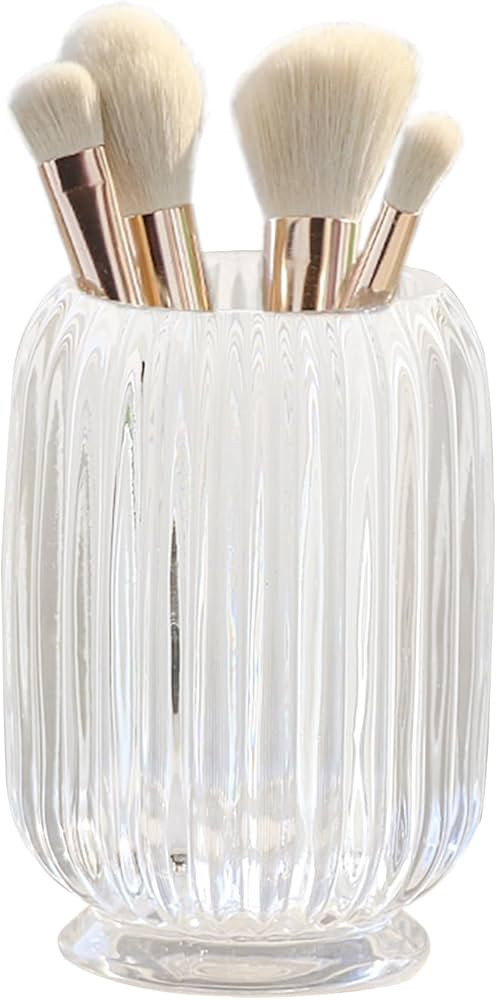 Crystal Makeup Brush holder Organizer, Vintage Make Up Brush Cup Pen Pencil Holder striped vase, ... | Amazon (US)