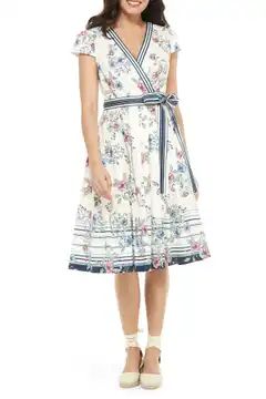 Teresa Floral & Stripe Cotton Wrap DressGAL MEETS GLAM COLLECTION | Nordstrom