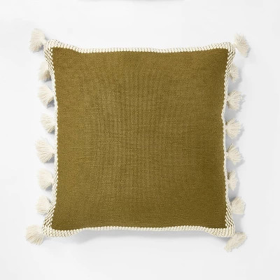Woven Frame Square Throw Pillow with Side Tassels - Threshold™ designed with Studio McGee: Cott... | Target