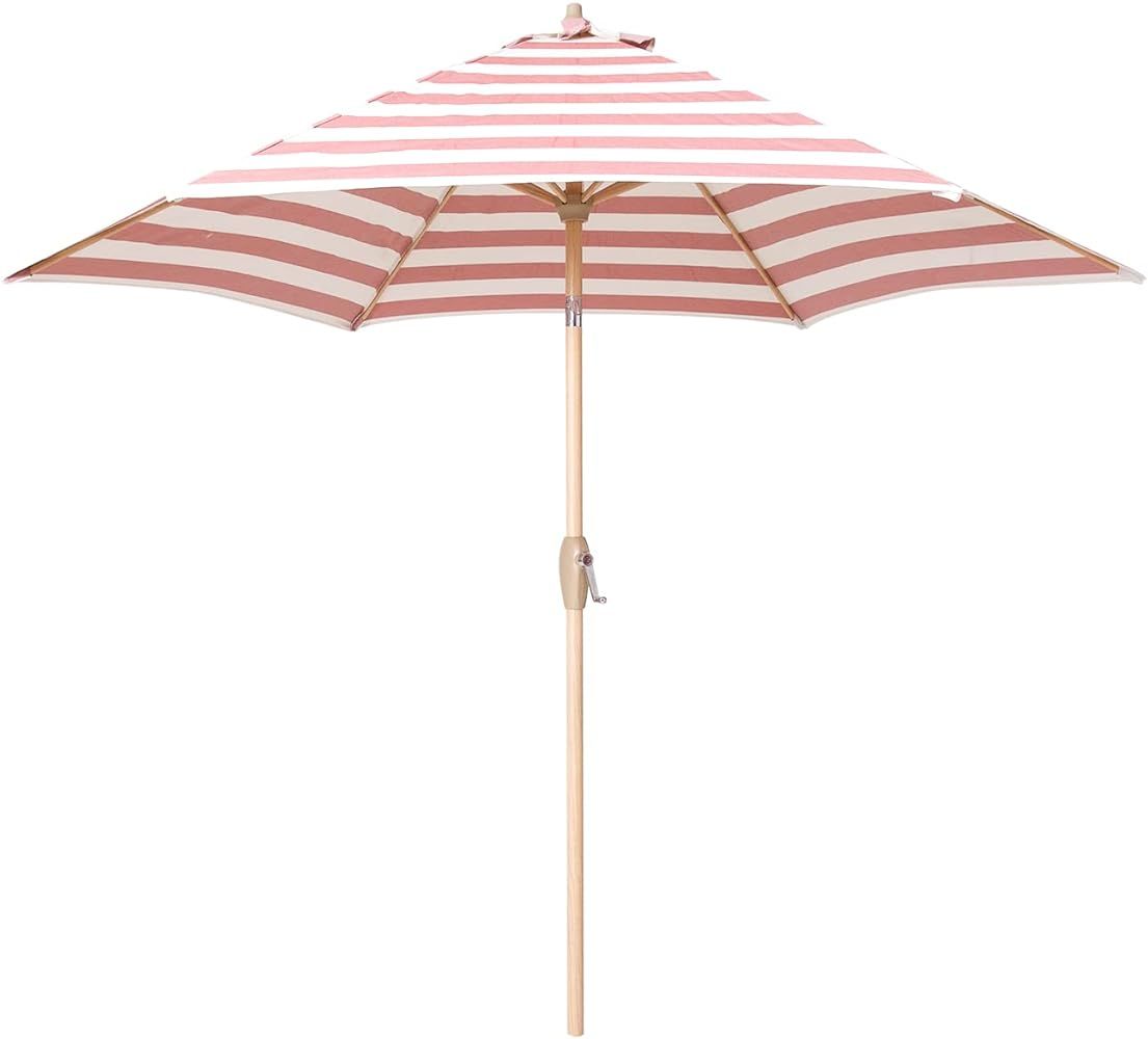 Tempera Striped Patio Umbrellas Outdoor Table Market Umbrellas with Crank & Pust Button Tilt|Auto... | Amazon (US)
