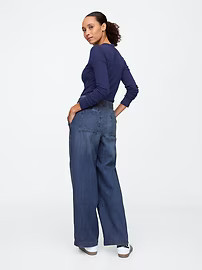 High Rise Seamed Wide-Leg Pull-On Jeans | Gap Factory