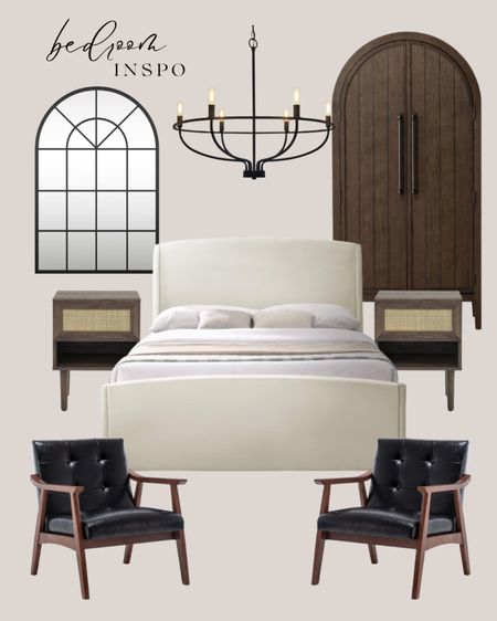 Amazon bedroom inspo:
Black framed mirror. Black chandelier traditional. Dark wood armoire. White bed. Dark wood nightstands. Black accent chair.

#LTKhome #LTKsalealert
