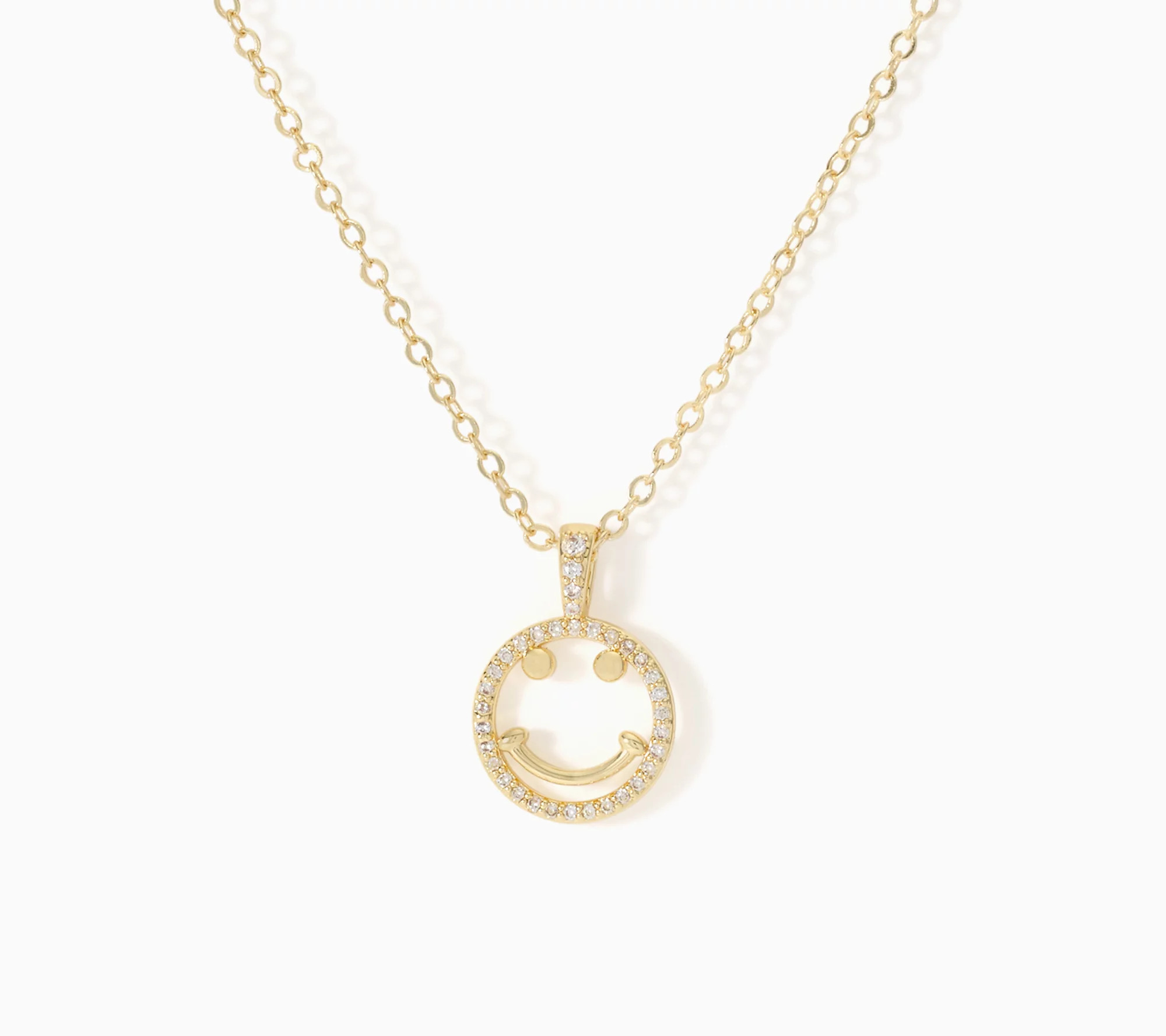 Kim Gravel Pave Smiley Face Emoji Necklace | QVC