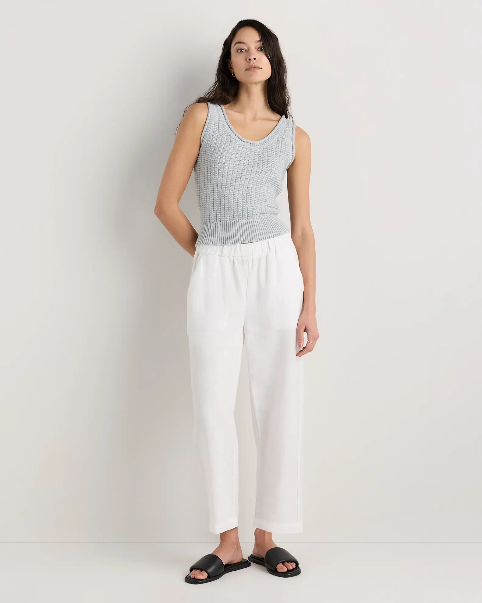 100% Organic Cotton Waffle Cropped Sweater Tank | Quince