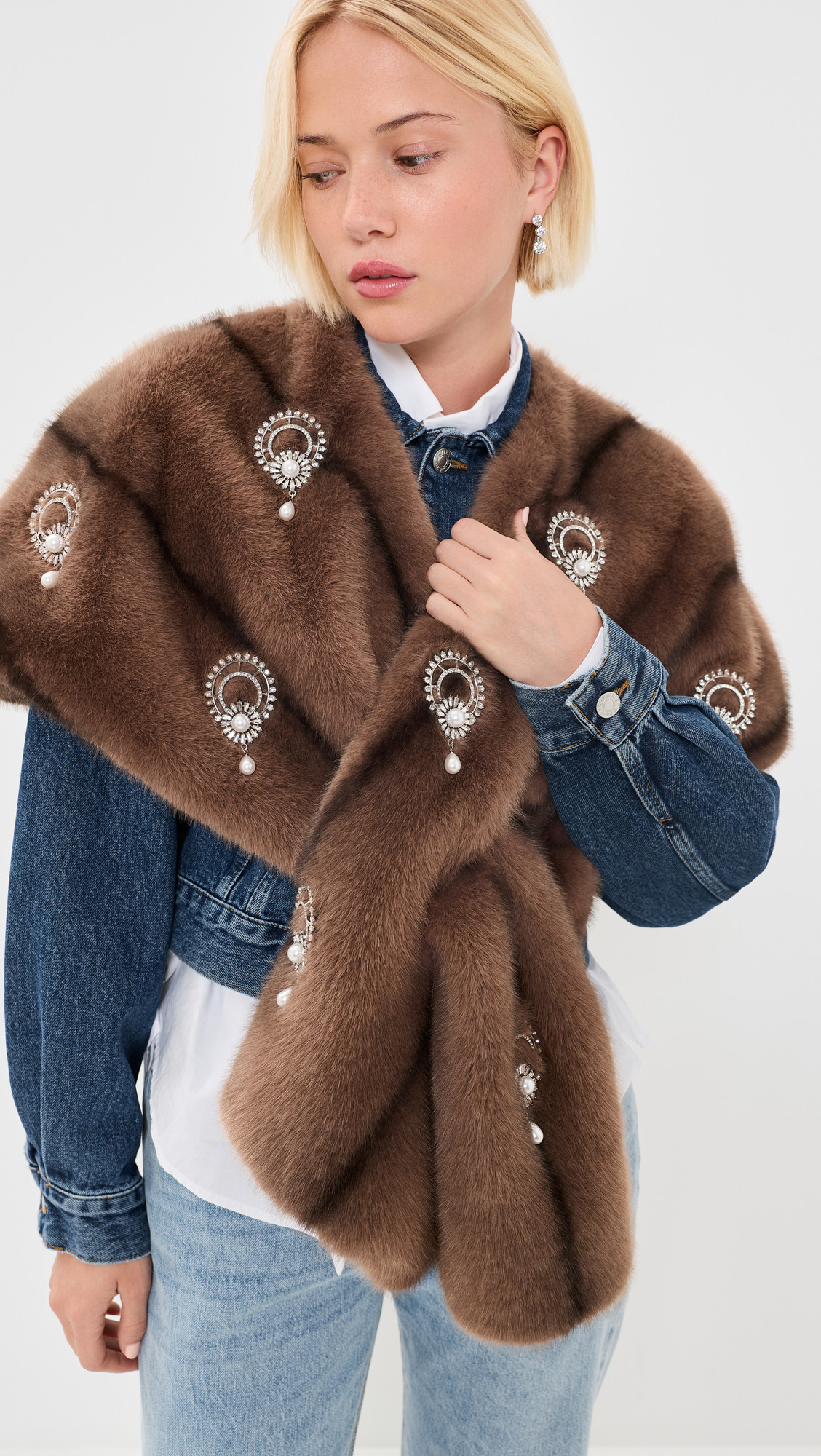 Cinq à Sept Pearl Drop Gianella Faux Fur Stole Taupe One Size | Shopbop