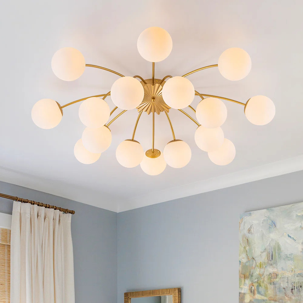 Carren 12 - Light Sputnik Glass Semi Flush Mount | Wayfair North America