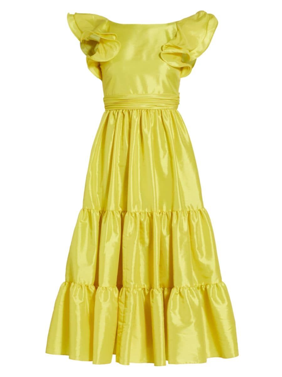Tiered Mikado Midi-Dress | Saks Fifth Avenue