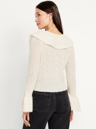 Wool-Blend Ruffle Tie-Front Cropped Cardigan | Old Navy (US)
