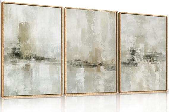 Ausril Abstract Neutral Textured Framed Canvas Wall Art Set, Modern Beige Wall Decor, Minimalist ... | Amazon (US)