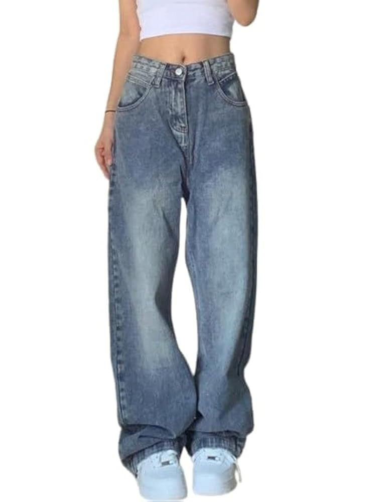 EMMIOL Wide Leg Jeans for Women - Low Waist Baggy Loose Boyfriends Denim Pants - Y2K 90S Style | Amazon (US)