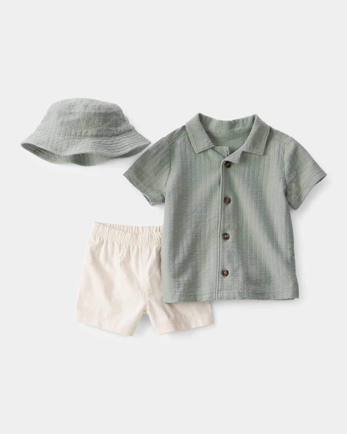 Baby Boy 3-Piece Short-Sleeve Top & Short Set - Green/White | Carter's | Carter's Inc