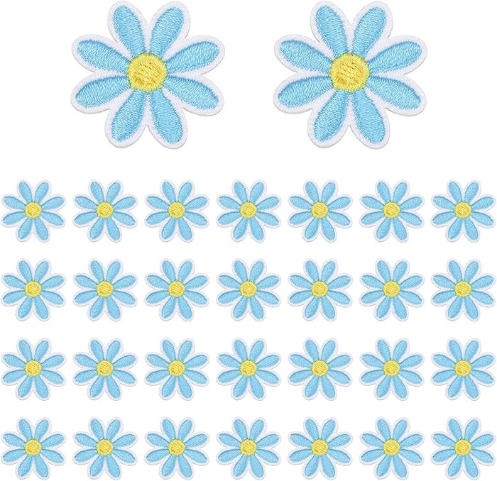 MECCANIXITY 30Pcs Daisy Flower Iron-on Patch, 3cm Cute Sew Embroidery Applique Patches for Clothi... | Amazon (US)