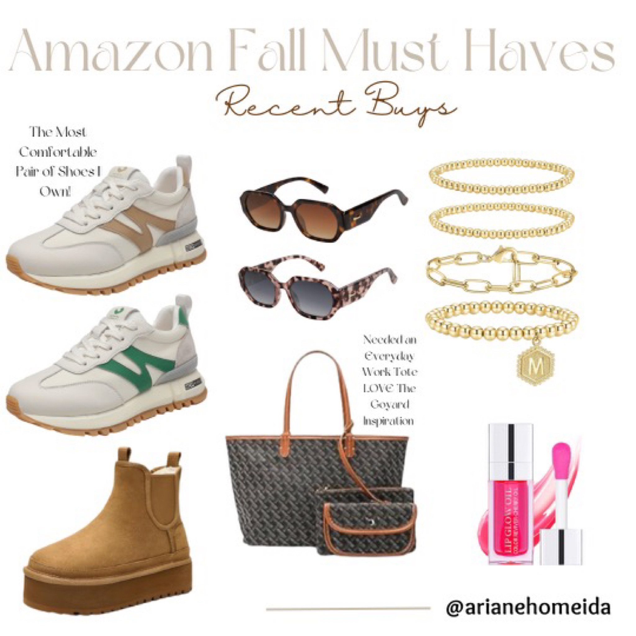 My recent Amazon order! 🤍🍁 Been needing some everyday sneakers and came across these cuties so I bought both colors 🫣 & found the cutest UGG dupes! 

Everyday Fall 
Everyday Work Tote
Neutral Work Tote
Goyard Dupe
Goyard St Louis
UGG Dupe
Everyday Sneakers 
Somiliss
Amazon Finds
Amazon Fashion
Amazon Haul
Amazon Shopping 

#LTKshoecrush #LTKxPrime #LTKSeasonal
