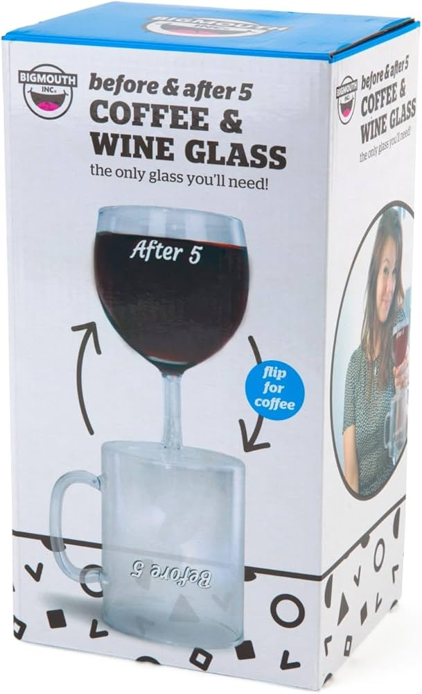 BigMouth Inc. The Before & After 5 Coffee & Wine Glass, 2-In-1 Reversible Novelty Coffee Cup & Wi... | Amazon (US)