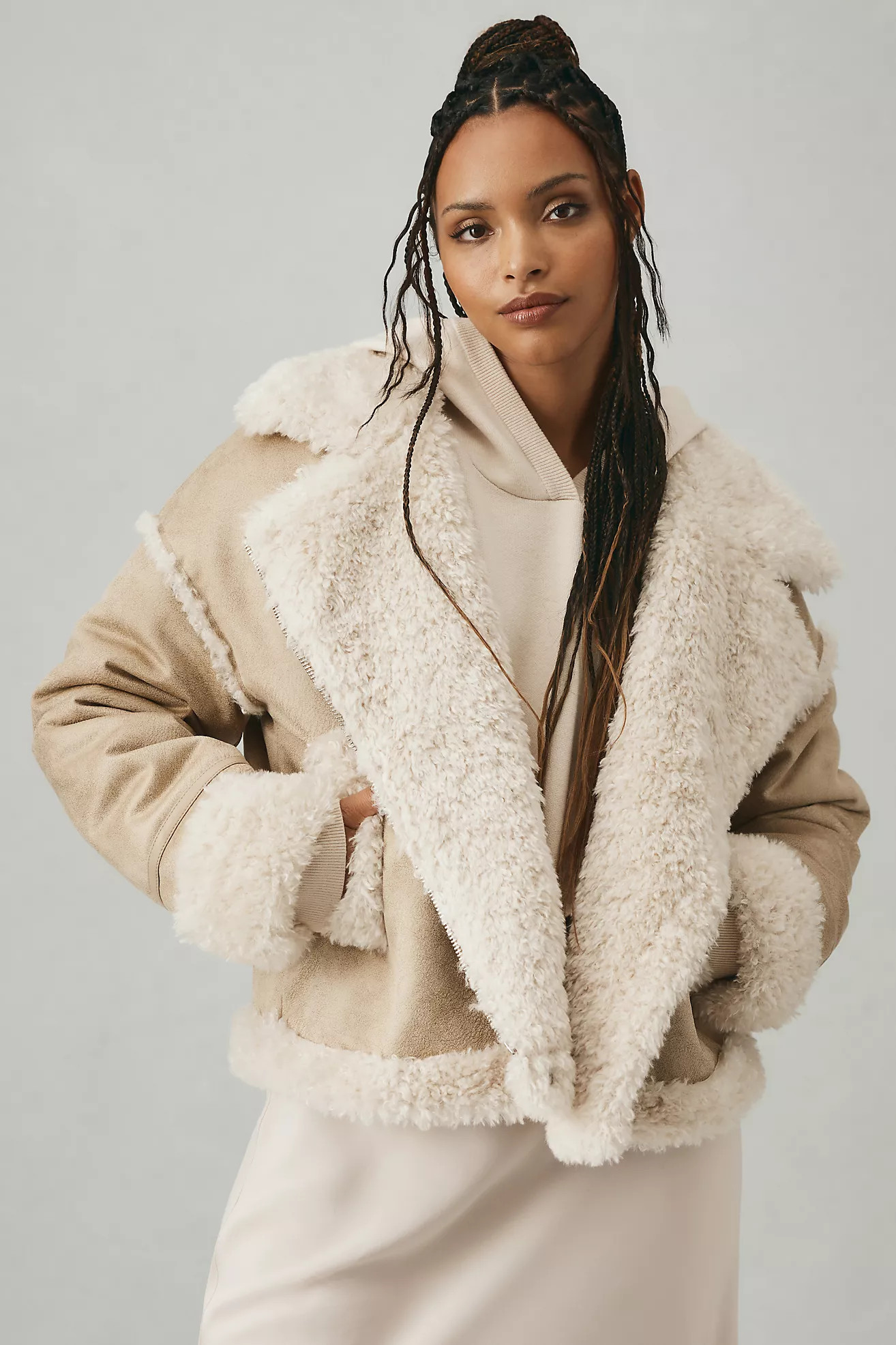 NVLT Sherpa Mix Moto Jacket | Anthropologie (US)
