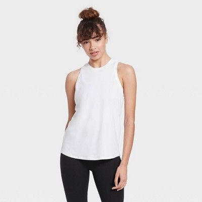 Women&#39;s Essential Racerback Tank Top - All in Motion&#8482; White S | Target