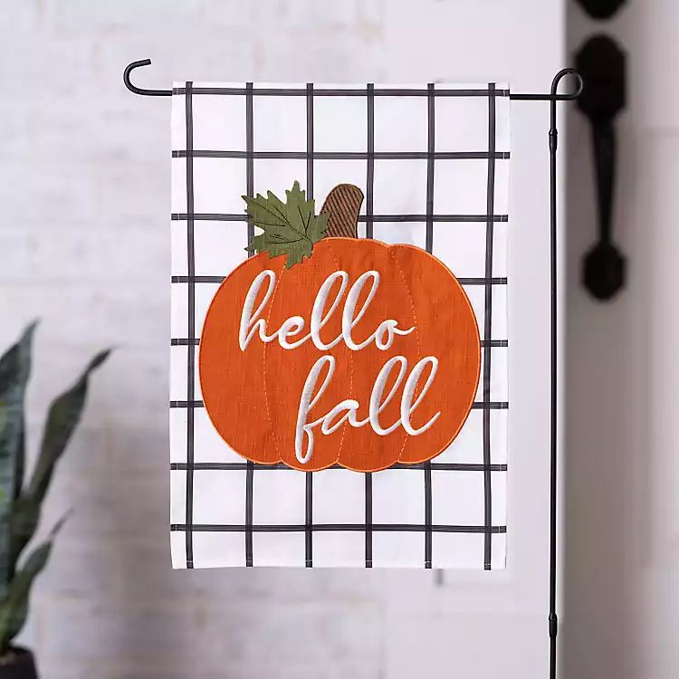 New! Windowpane Check Hello Fall Flag Set | Kirkland's Home
