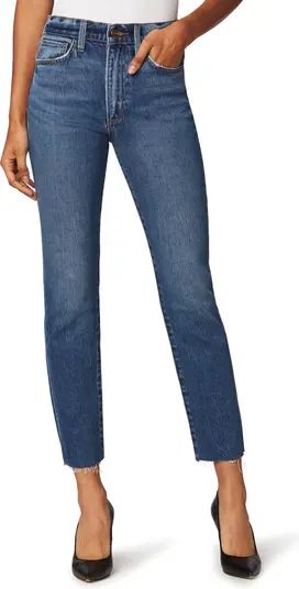 The Luna High Waist Raw Hem Ankle Straight Leg Jeans | Nordstrom