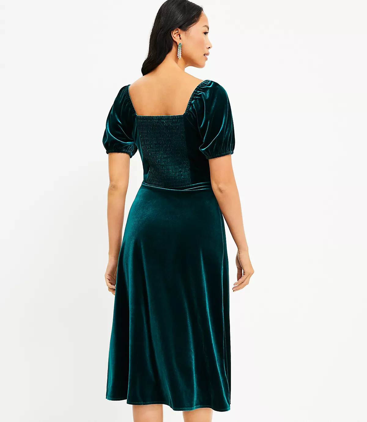 Velvet Square Neck Midi Dress | LOFT