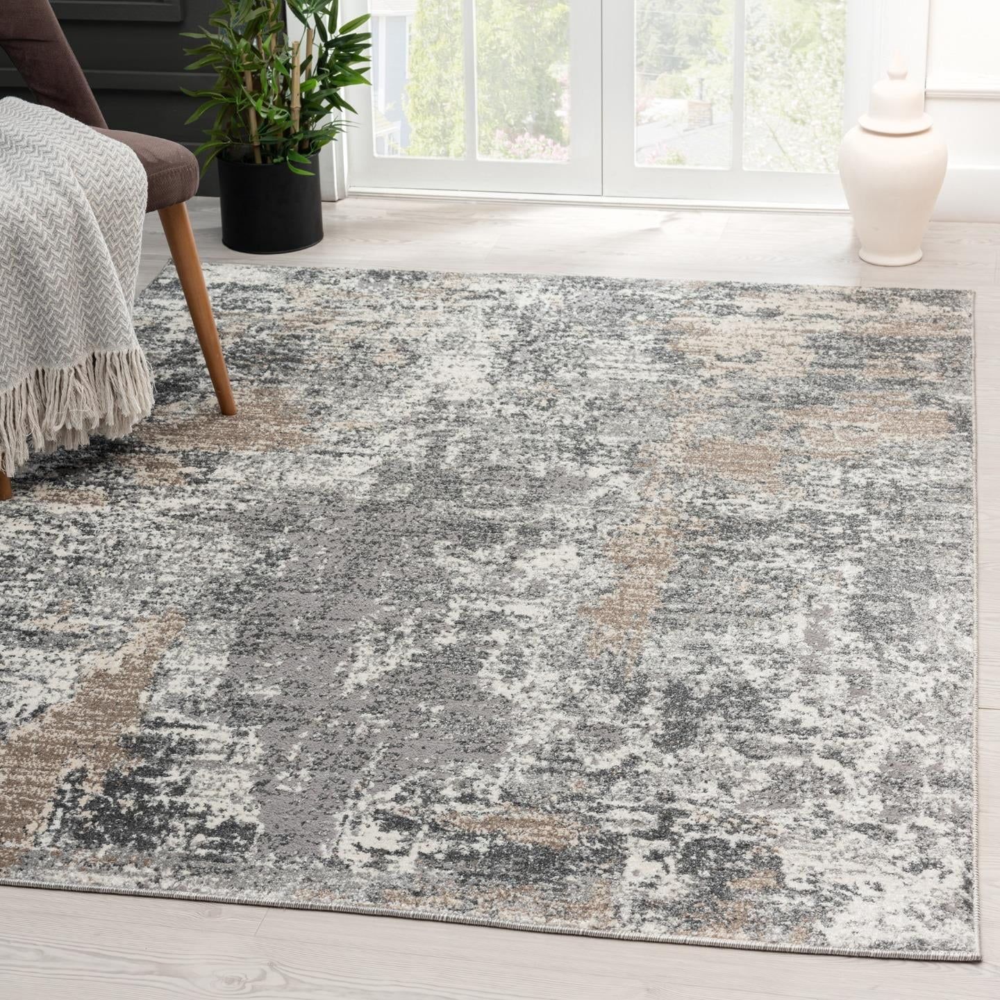 Luxe Weavers Modern Abstract Gray 8x10 Area Rug, Living Room Carpet | Walmart (US)
