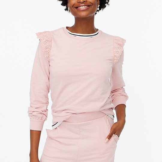 Eyelet Ruffle SweatshirtItem BE274 | J.Crew Factory