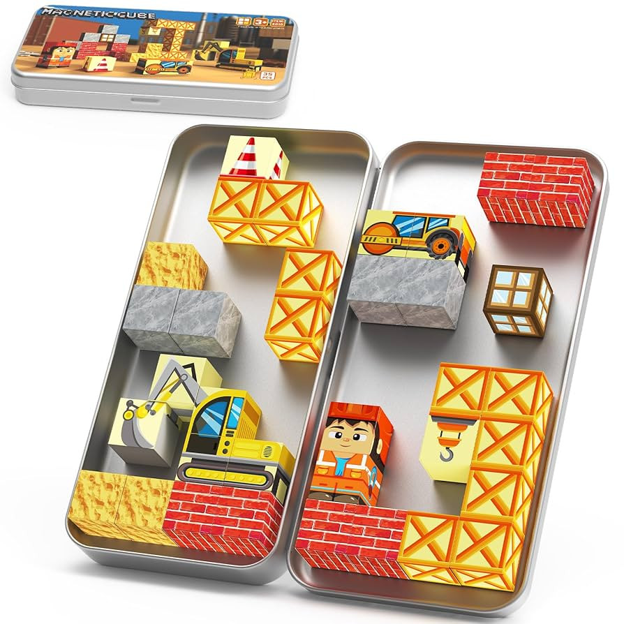 Magnetic Blocks with Magnet Box-35PCS Magnet Cubes, Magnetic Tiles Kids Build Cubes Travel Game T... | Amazon (US)